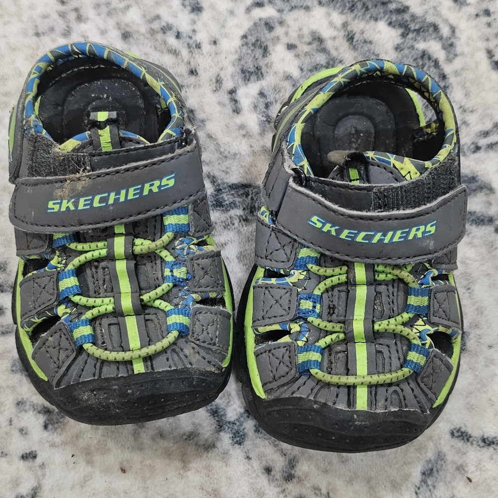 Skechers Kids Gray and Green Shoes